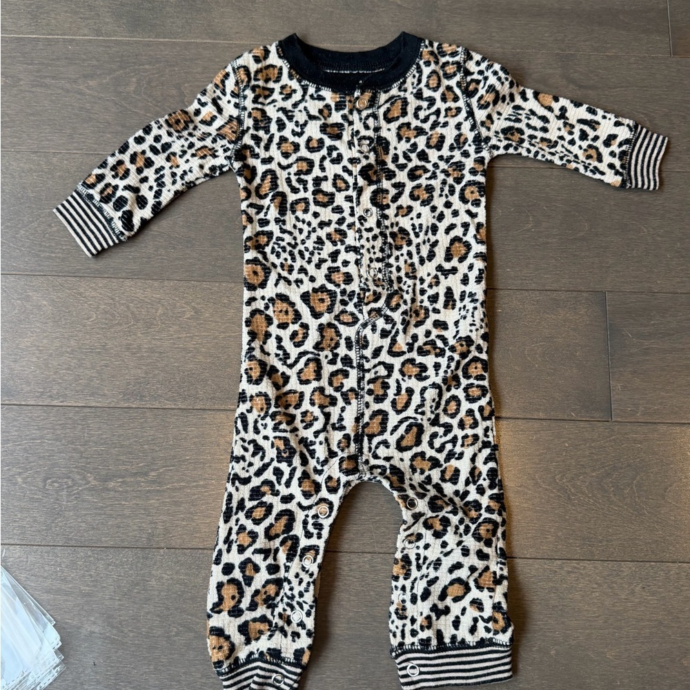 P.J. Salvage Leopard-Print Footie in Tan/Black/Cream